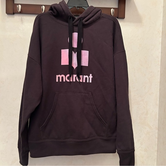 Iconic Isabel marant Miley logo hoodie sweatshirt in faded black size 42 US 10 - Picture 2 of 10